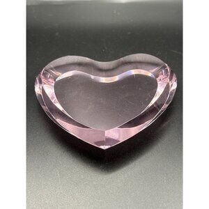 Unbranded Heart-Shaped Pink Crystal Paperweight 4 Inches